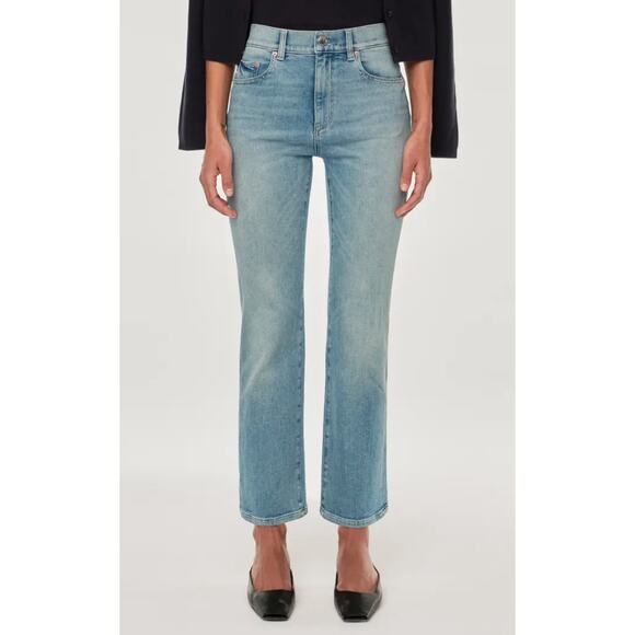 DL1961 Patti Straight High Rise Ankle in Ridge Wash Blue Denim Jeans, Size 31 - Picture 1 of 16